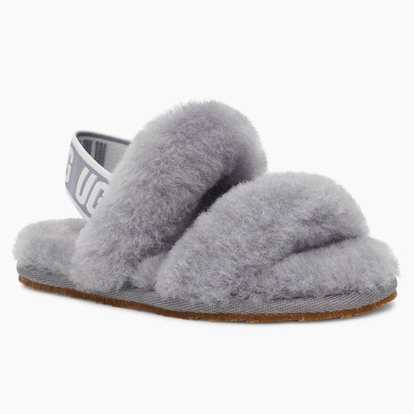 UGG Oh Yeah Deep Amethyst Grey Sheepskin Sandals - Picture 4 of 11